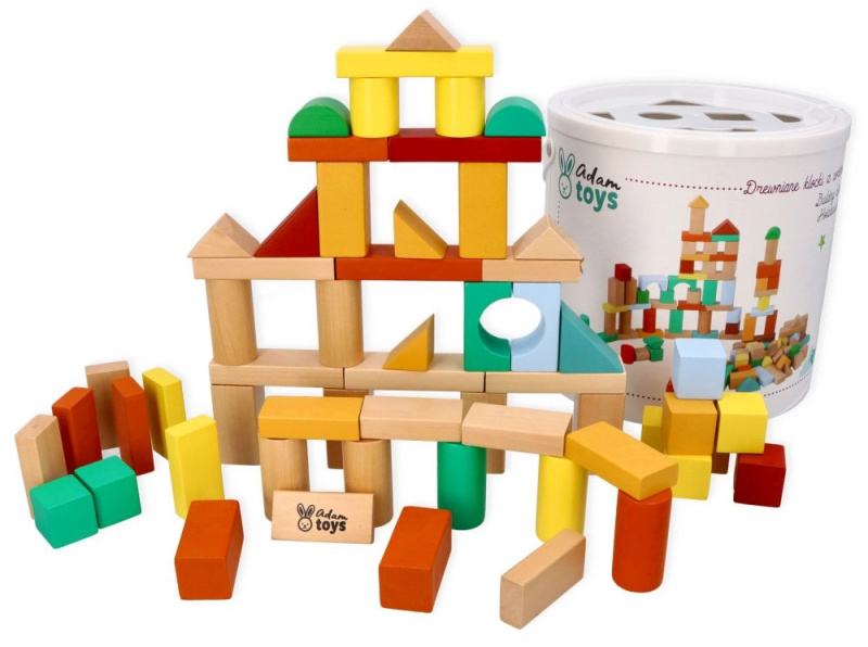 Adam Toys dřevěné kostky se sorterem 100 ks