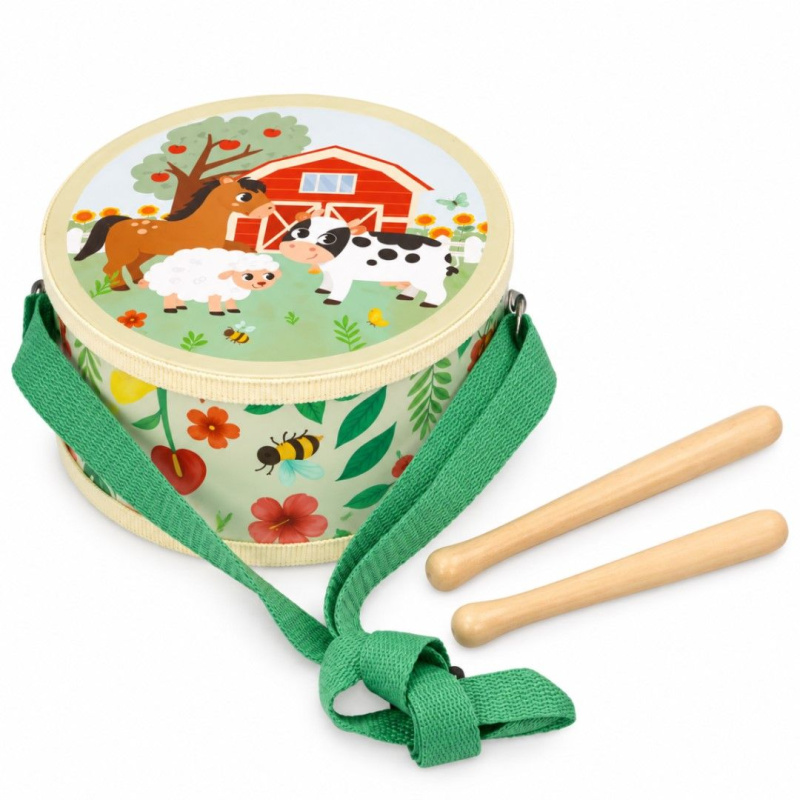 Adam Toys Dětský bubínek s motivem farmy - 1 kus