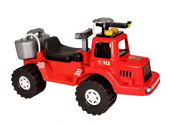 Teddies auto hasiči stříkací vodu 70cm plast se zásobníkem na vodu v síťce 83x38x34cm