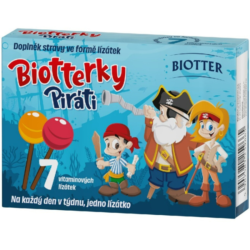 BIOTTER Biotterky vitamínová lízátka Piráti 7 kusů