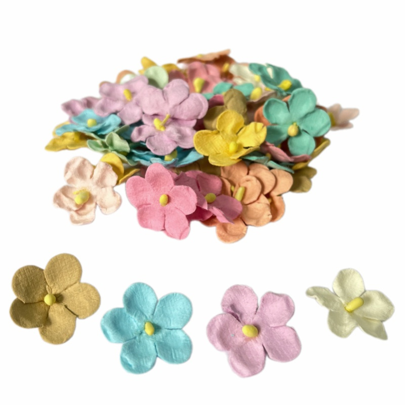 Papírové květy - barevný mix (60ks)