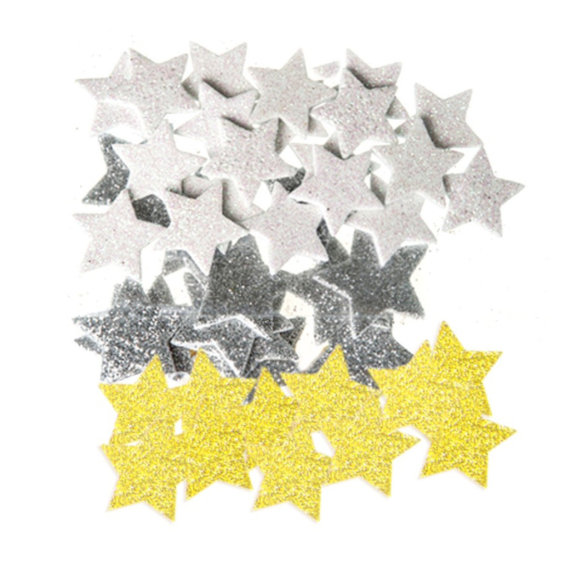 Výřezy z pěnovky samolepicí - Třpytivé hvězdičky (45ks)