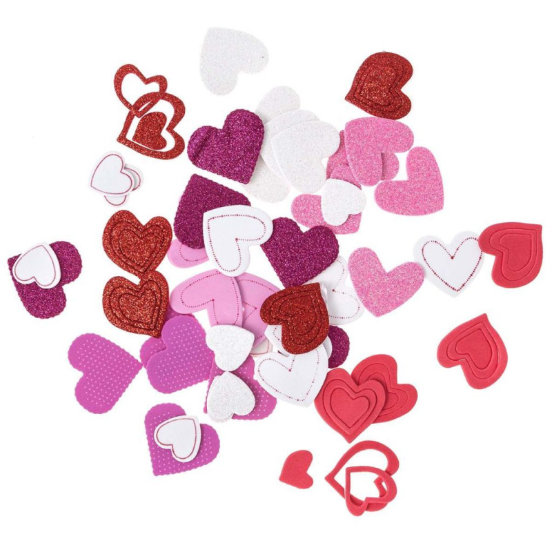 Výřezy z pěnovky samolepicí - Srdíčka (50ks)