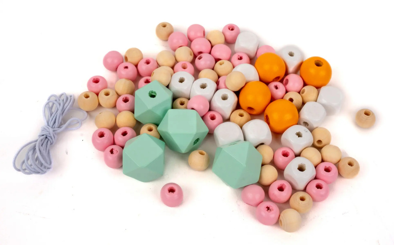 Dřevěné korálky (80ks) pastelové