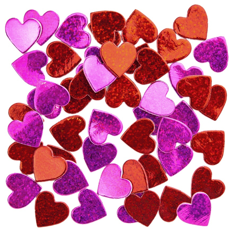 Výřezy z pěnovky samolepicí - Holografická srdíčka (60ks)