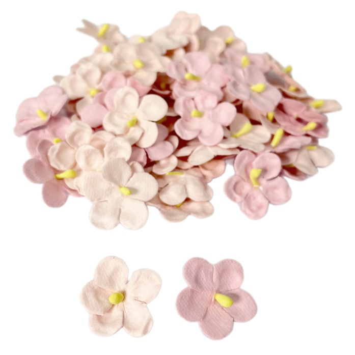 Papírové květy - růžový mix (60ks)