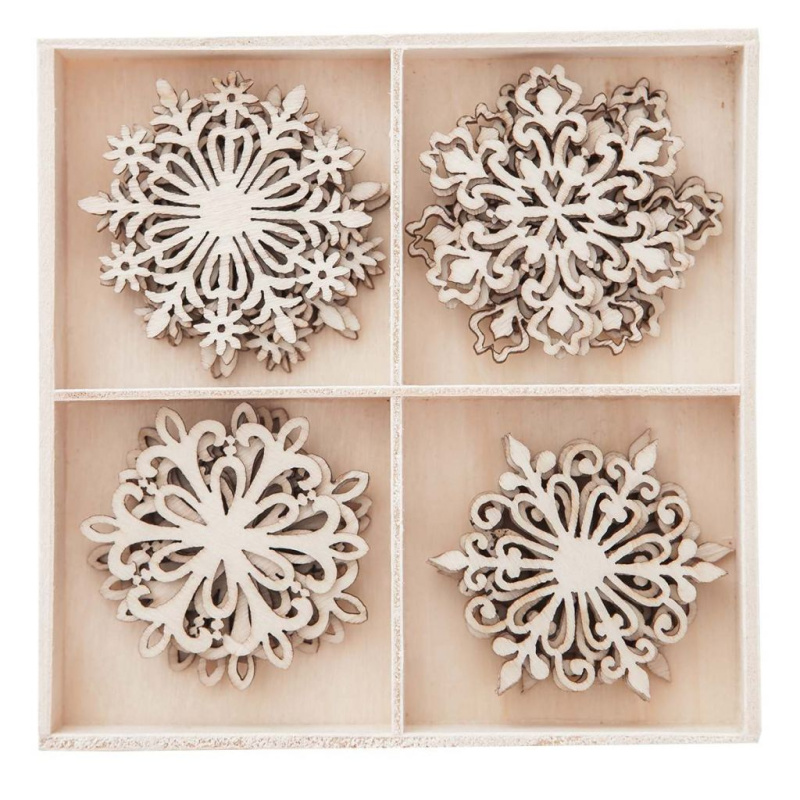 Vločky - dřevěné dekorace (20ks)