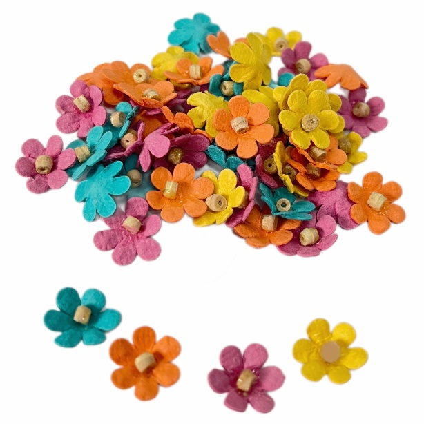Papírové květy - barevný zářivý mix (60ks)