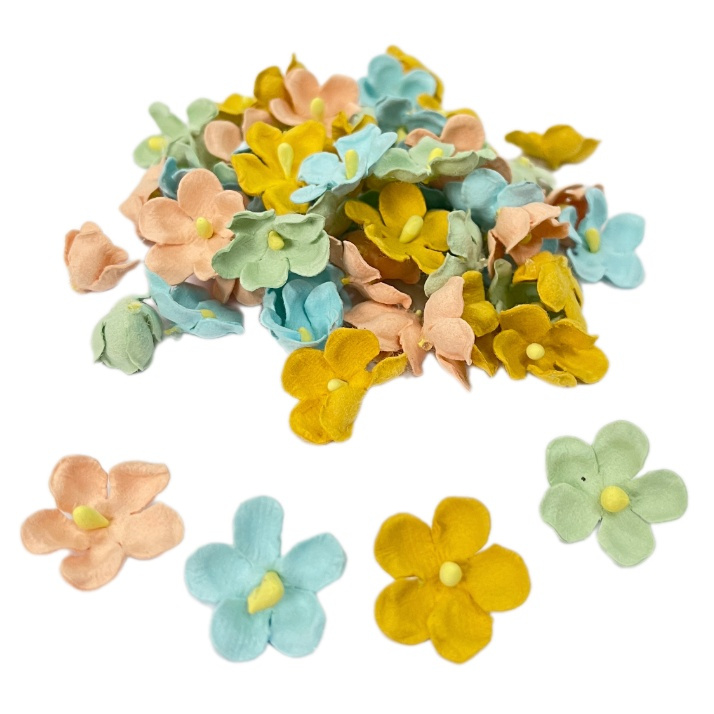 Papírové květy - jarní mix (60ks)