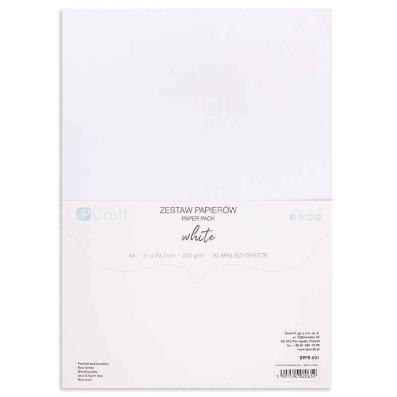 Sada jednobarevných papírů A4 (20ks) - bílá
