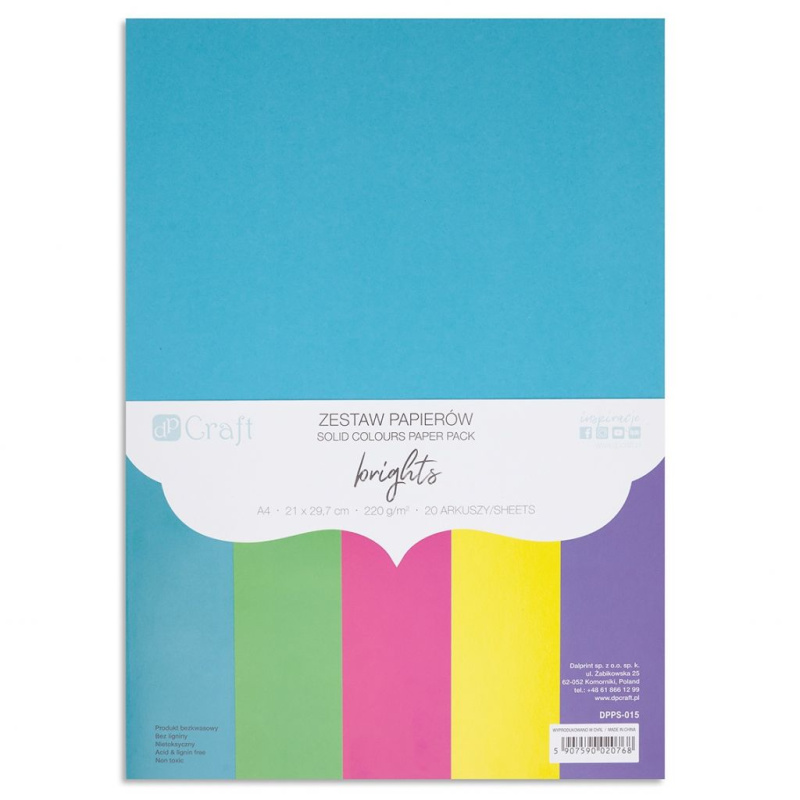 Sada jednobarevných papírů A4 (20ks) - zářivý
