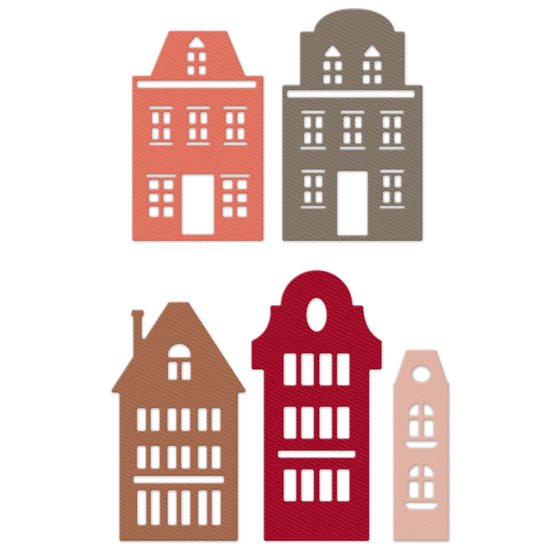 Domečky - vyřezávací kovové šablony (5ks)