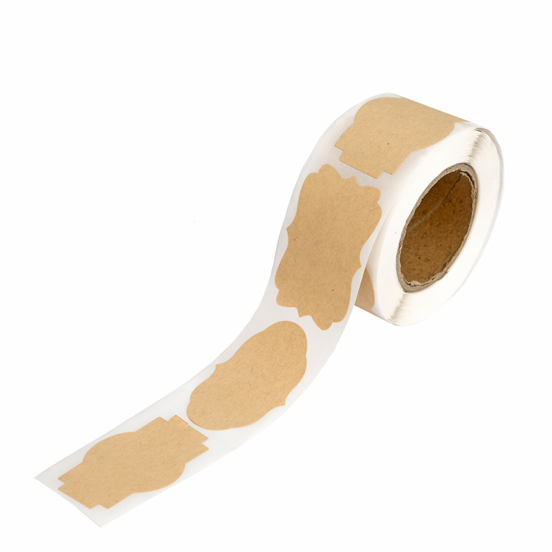 Samolepky - ozdobné štítky kraft (250ks)