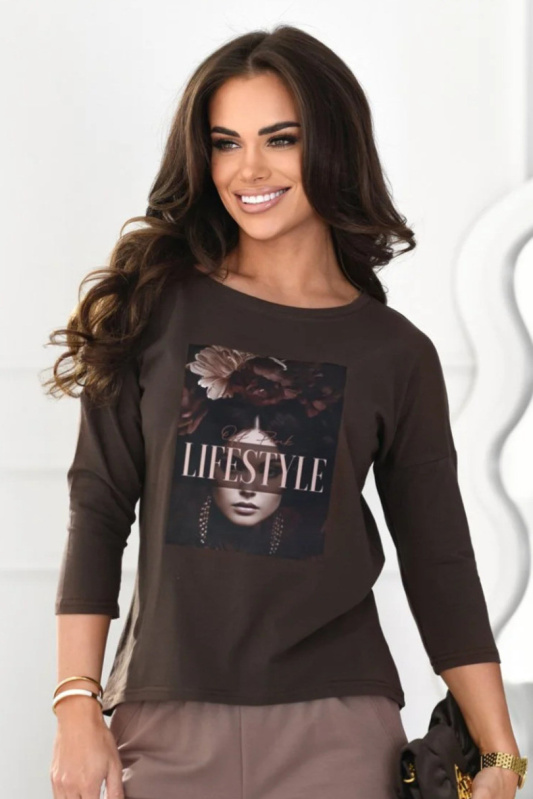 ZIA BLOUSE Čokoláda 46