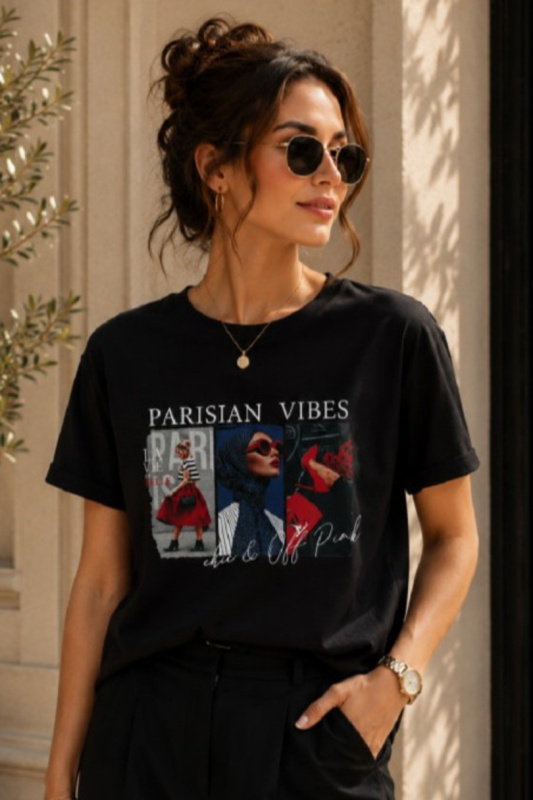 HALENKA PARISIAN VIBES černá M