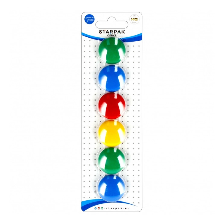 Barevné kulaté magnety na tabuli a lednici 2,9 cm (6 ks)
