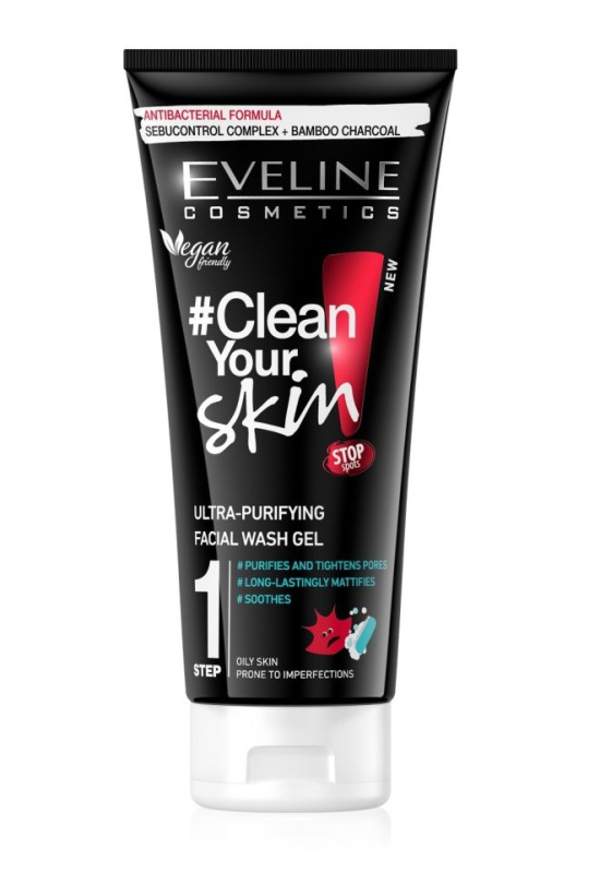 EVELINE Pure Control - Mycí gel pro hloubkové čištění pleti 200 ml