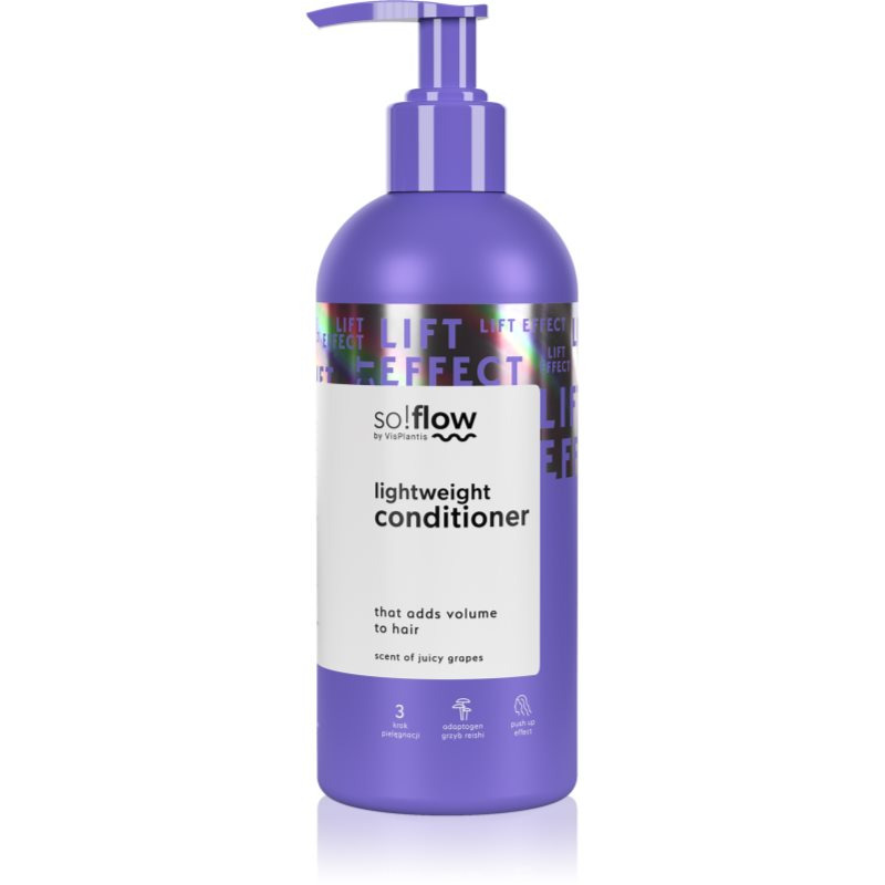 so!flow LIFT EFFECT Light Conditioner for styling preparation lehký kondicionér pro vlasy bez objemu vůně Juicy Grape 300 ml