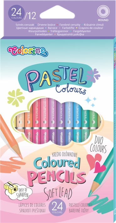 Colorino Pastel - oboustranné pastelky kulaté, 24 barev