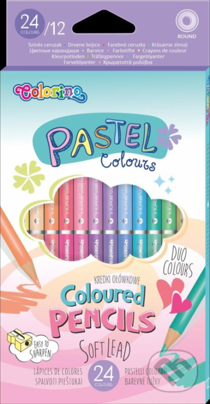 Colorino Pastel - oboustranné pastelky kulaté, 24 barev