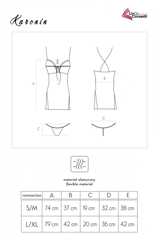 Něžná košilka Karonin - LivCo Corsetti černá L/XL