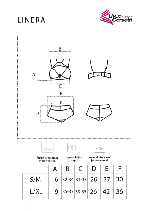 Krásný set Linera - LivCo Corsetti černá S/M