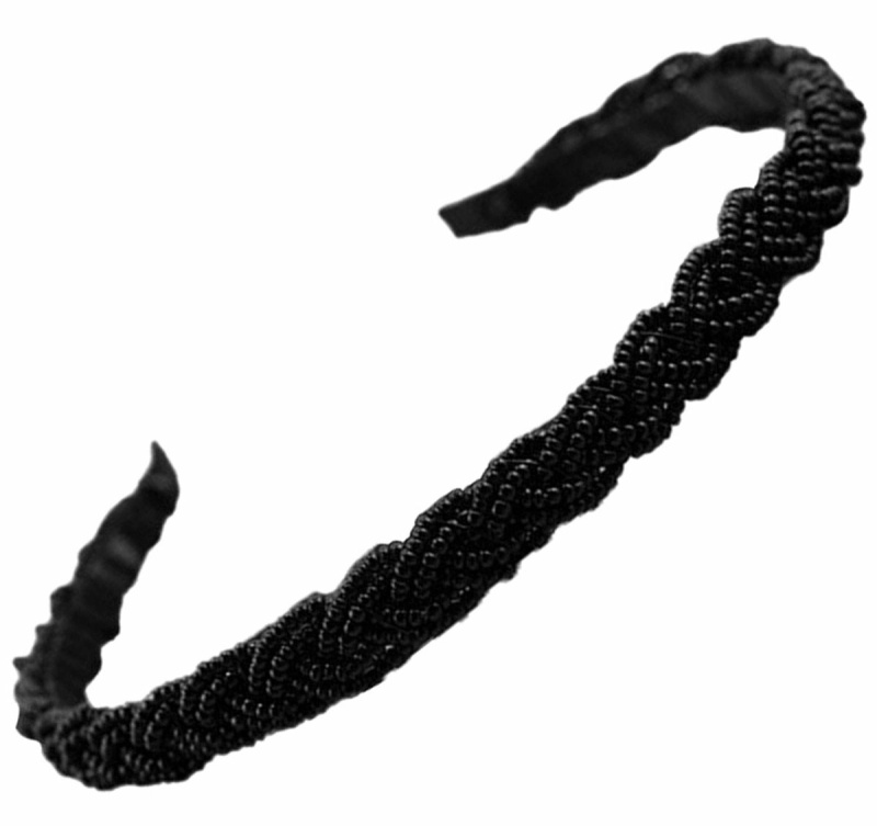 Čelenka do vlasů s perlami černá