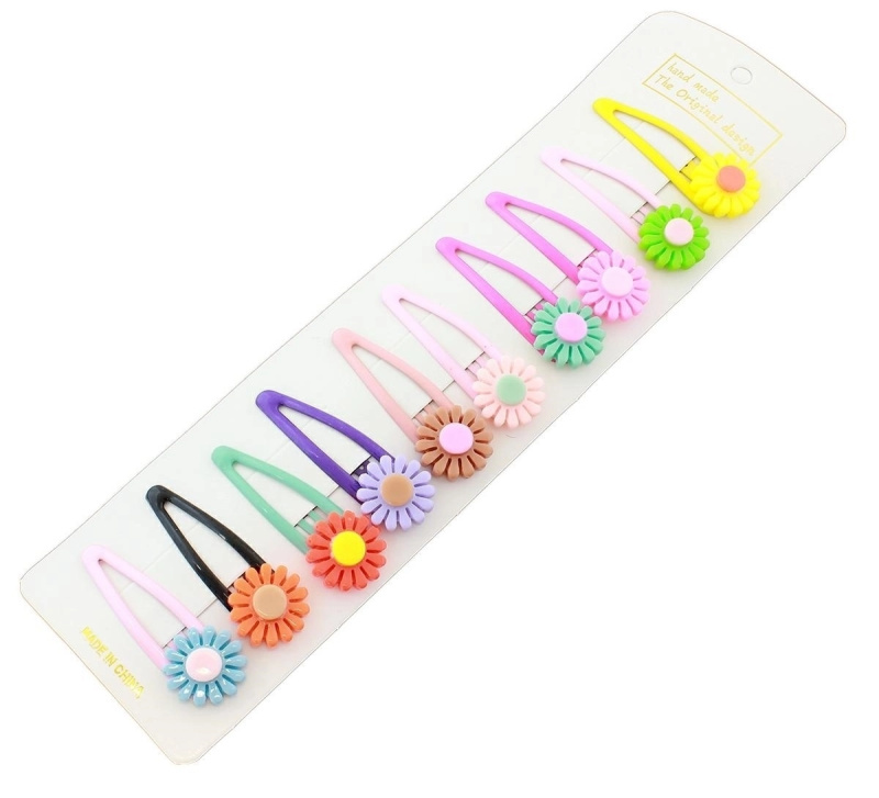 Sada kovových sponek do vlasů – 10 ks, květinový tvar, multicolor