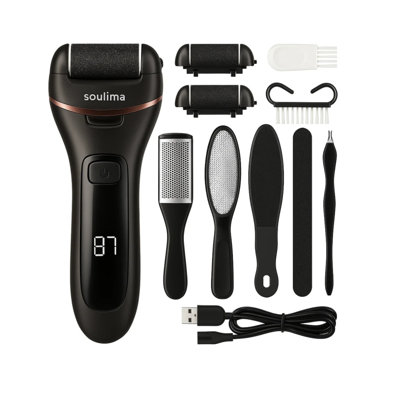 soulima Elektrická bruska na paty s LCD displejem