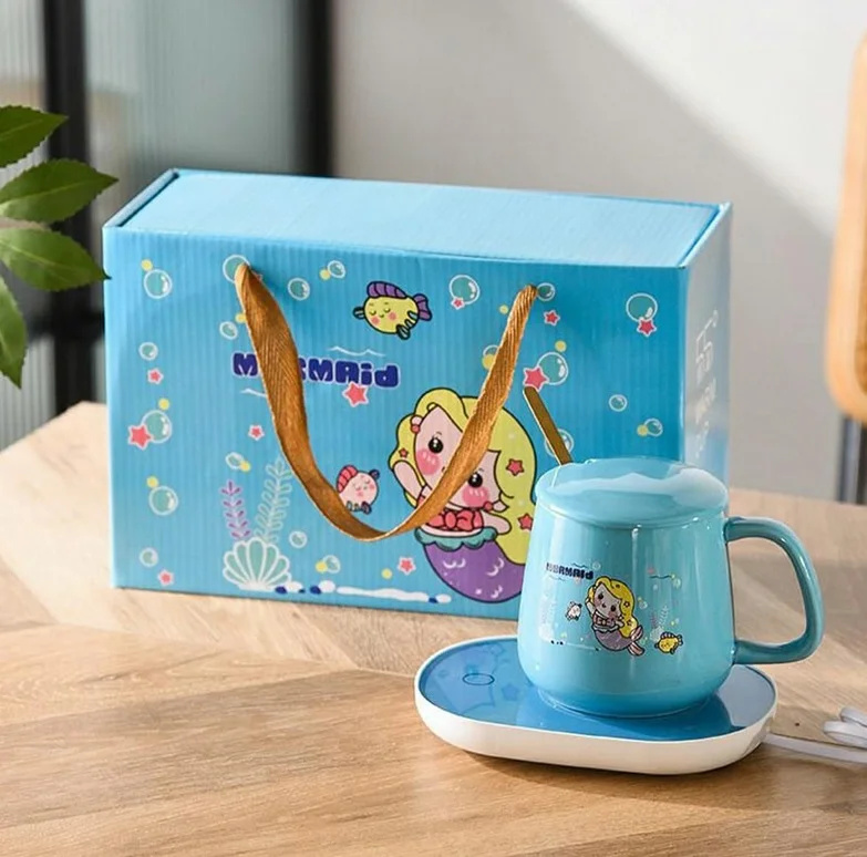 Sada keramického hrnku s elektrickým ohřívačem Lucky v dárkovém balení - blue