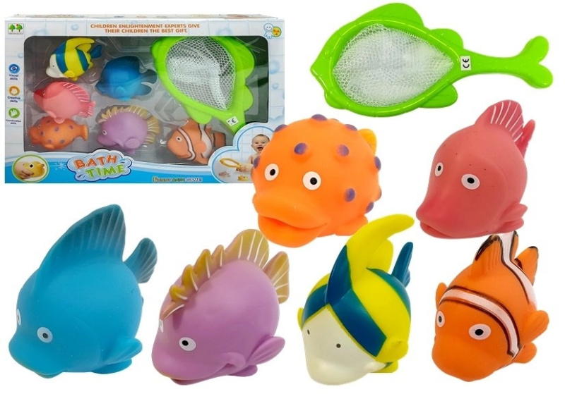 LEAN Toys Velká sada rybiček na koupání + sítko