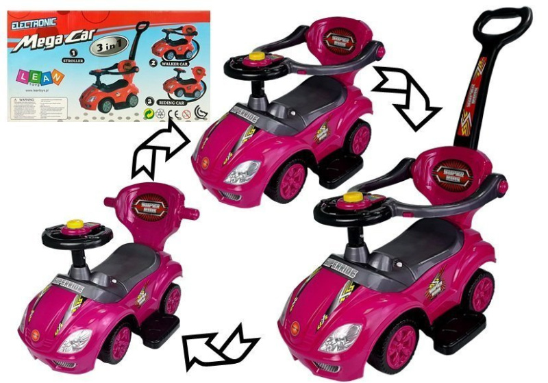 LEANToys s posunovačem 3V1 růžové