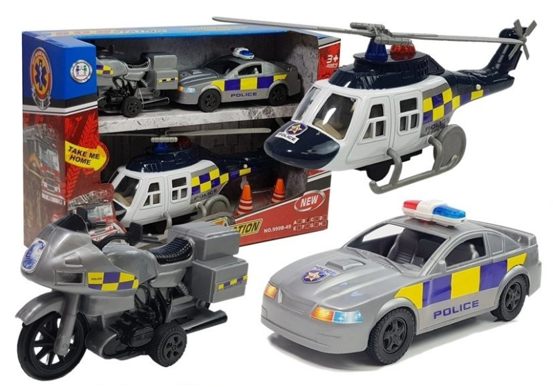LEANToys Sada policejních vozidel s efekty