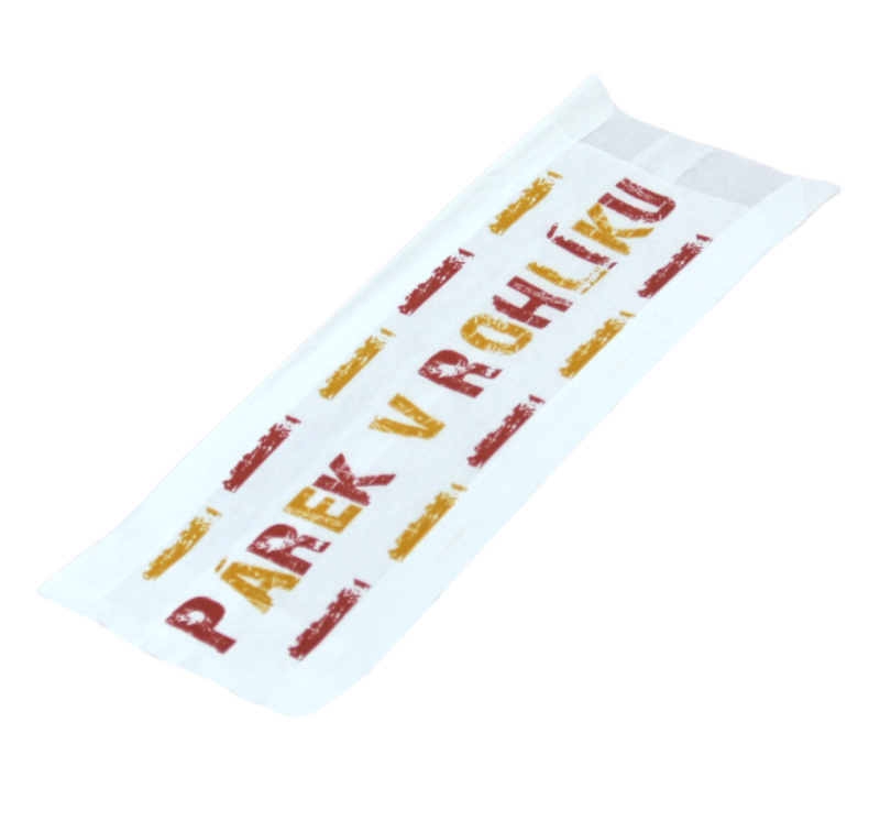 EcoPack Papírový sáček 8+3x19 cm na párek v rohlíku potisk ba1/300 ks Balení: 300