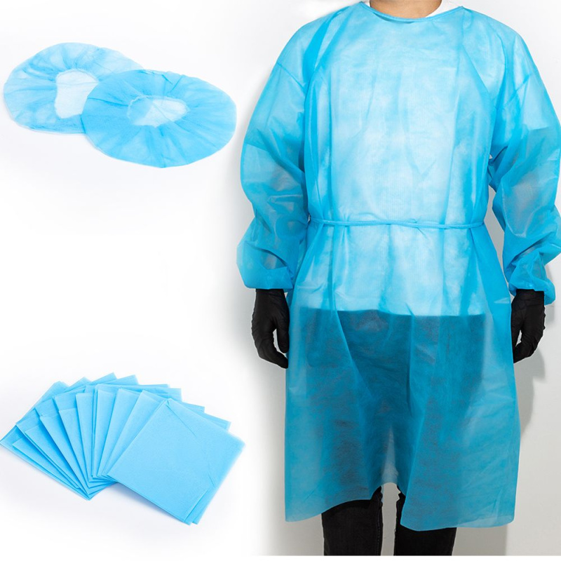 Hubei Runsan medical products Ochranný set oblek, návleky, čepice - modrý 25g/m2 (1ks)
