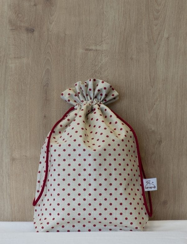 Wrap Up - Funkční obal na pečivo - velikost M (30x24 cm) Barva: Režná s červenými puntíky