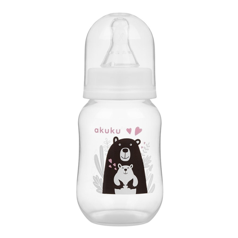 Dětská láhev AKUKU 125 ml medvídek bílá