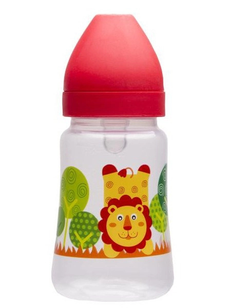 Kojenecká láhev se širokým hrdlem Akuku 250 ml červená