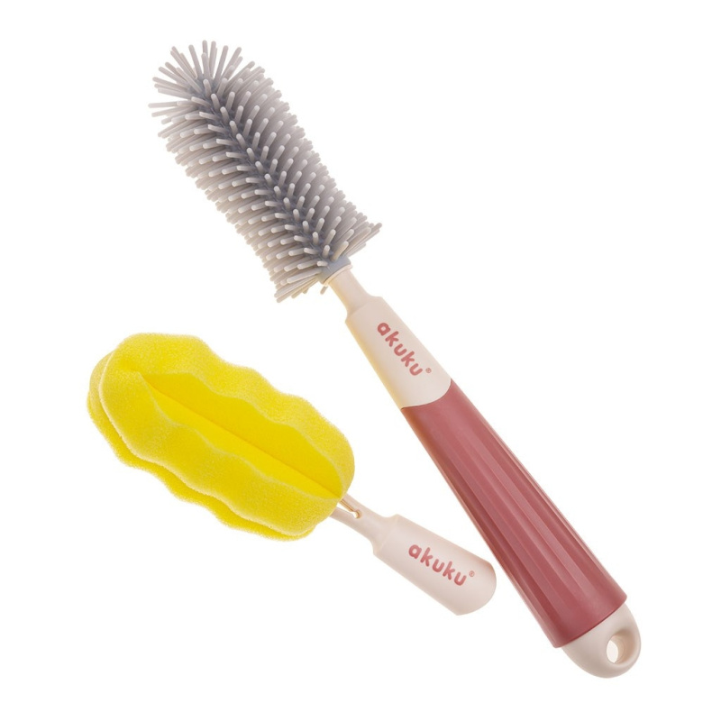 Akuku Kartáč na láhve a savičky 3v1 - mix barev