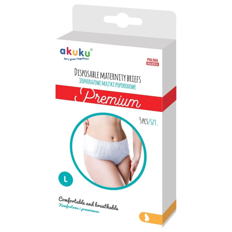 Jednorázové poporodní kalhotky Akuku Premium velikost L, 5 ks