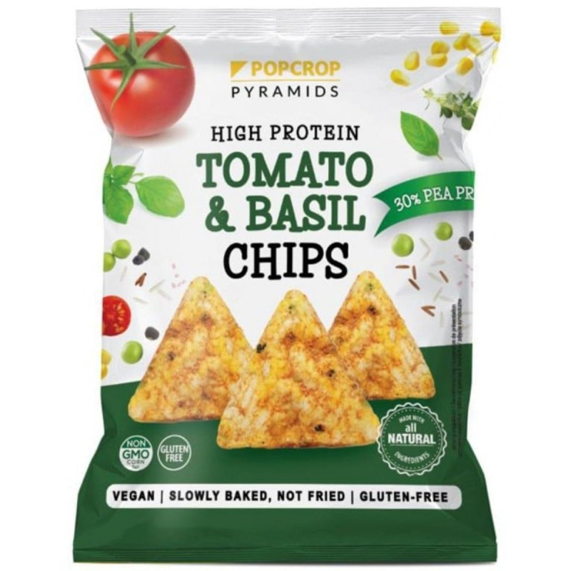 Popcrop Proteinové chipsy s rajčatovo-bazalkovou příchutí