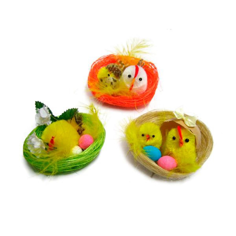 KUŘECÍ RODINKA V KOŠÍKU, 6,5cm ASSORT