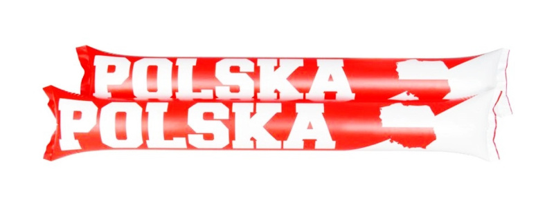 Nafukovací fandící tyče bílo‑červené – 2 ks