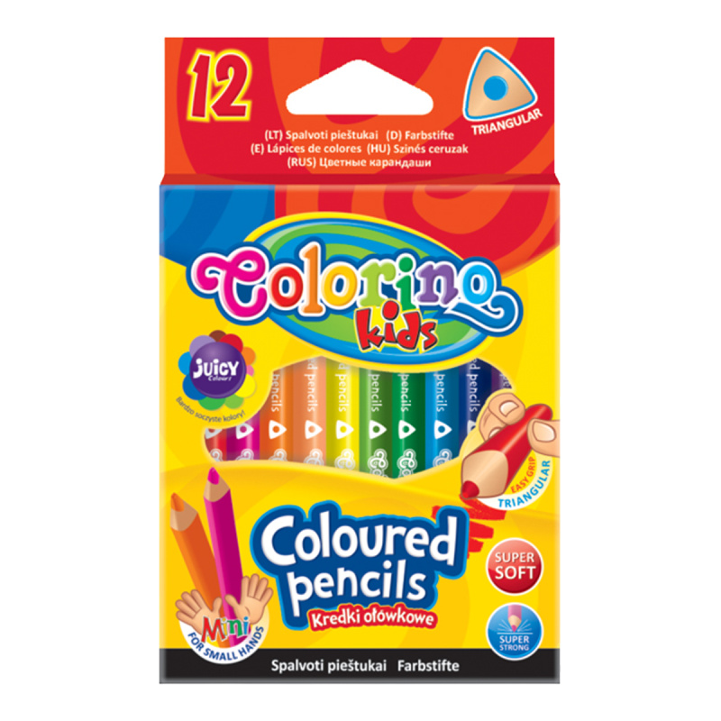 Trojhranné pastelky Colorino - krátké - 12 barev