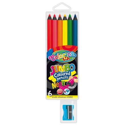 Colorino Pastelky JUMBO neonové, 6 barev + ořezávátko COLORINO