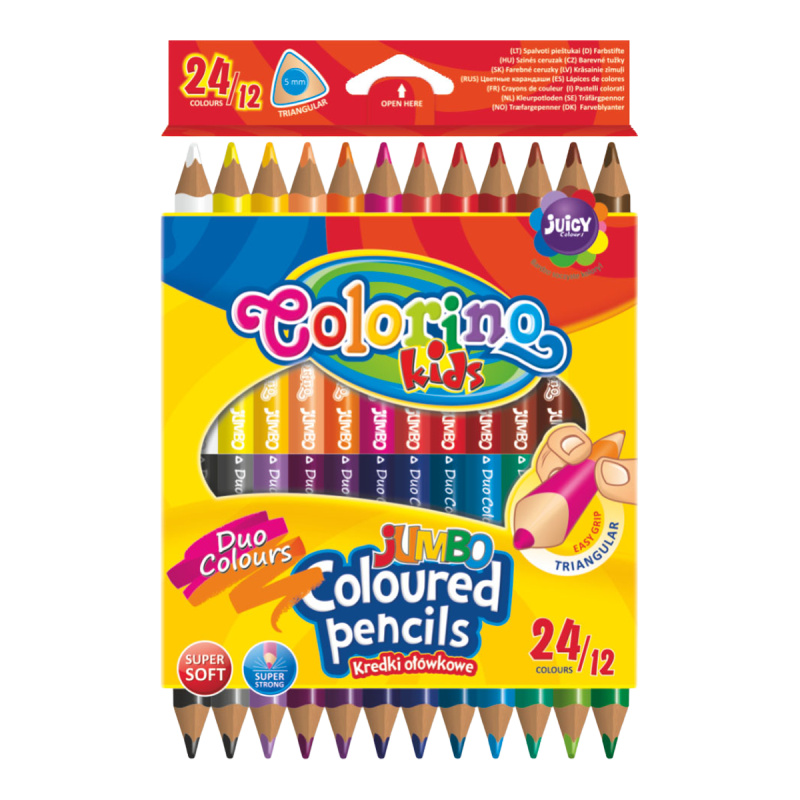 Oboustranné trojhranné pastelky Colorino JUMBO - 12/24