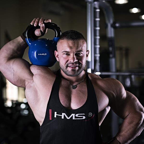 HMS Kettlebell pokrytý vinylem KN modrý - 8kg