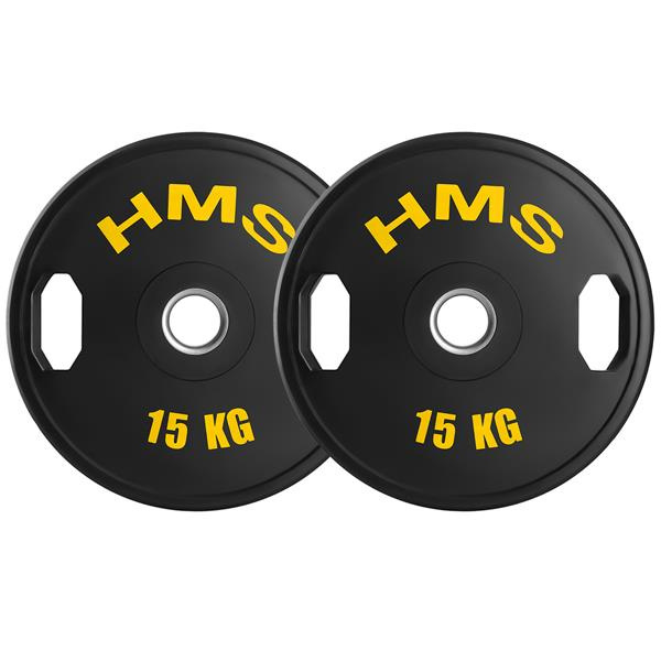 TOG15 SADA POGUMOVANÝCH OLYMPIJSKÝCH KOTOUČŮ 2 x 15 KG HMS