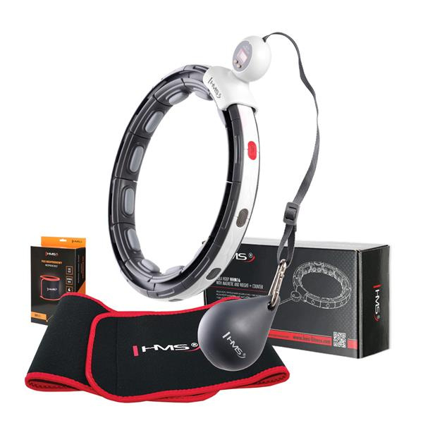 SET HHM15 ČERNÁ + BR163 HULA HOOP OBRUČ SE ZÁVAŽÍM, MAGNETY A POČÍTADLEM HMS
