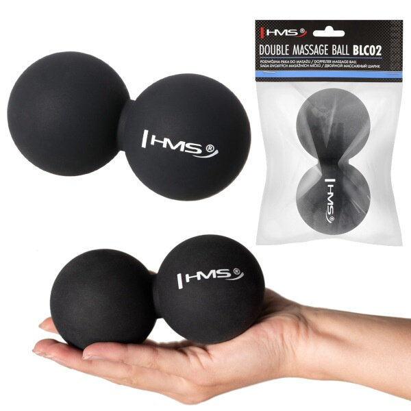 HMS Dvojitý masážní míč Lacrosse ball BLC02 černý - 6,5cm